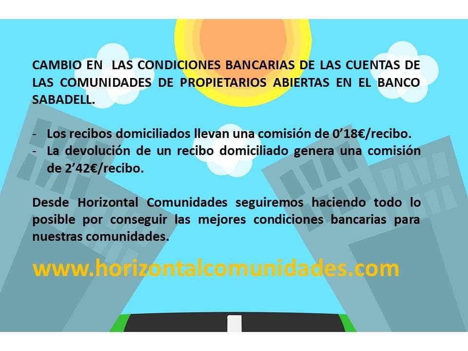 Cambio en la condiciones bancarias de las cuentas de Comunidades de propietarios