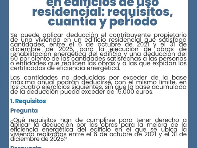 Deducción impuesto de la renta obras comunidad de propietarios